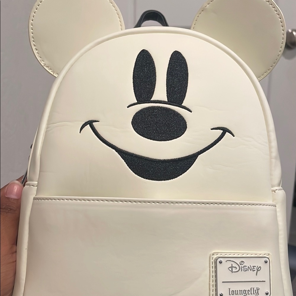 Loungefly Cream and Black Mickey Mouse Kids Backpack